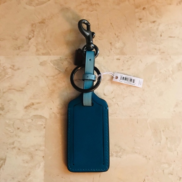 COACH LUGGAGE TAG IN BLUE JAY RAIN